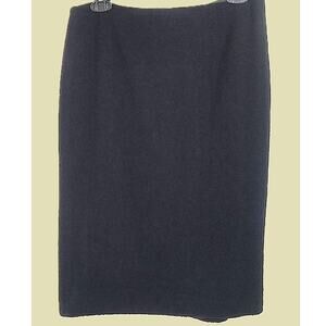 Vintage Barneys NY Pencil Skirt Black Textured Italian Wool Blend Luxury Classic